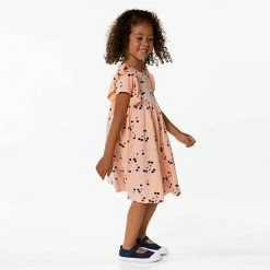 Deux Par Deux Organic Cotton Printed Slub Dress Salmon Pink 4 Deux Par Deux Organic Cotton Printed Slub Dress Salmon Pink -Deux par Deux Shop unnamed file 1806