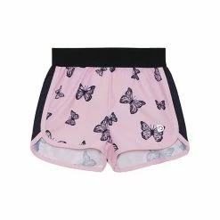 Deux Par Deux Athletic Shorts Pink With Black Butterflies