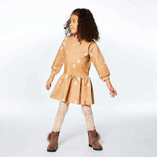 Deux Par Deux Printed Cats Long Sleeve Fleece Dress - Image 4