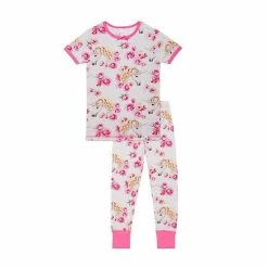 Deux Par Deux Organic Cotton Two Piece Pajama Set Grey Mix Unicorn Print