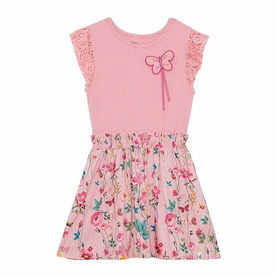 Deux Par Deux Botanical Bi-Material Dress