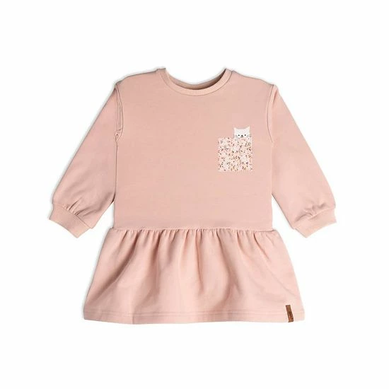 Deux Par Deux Long Sleeve Fleece Dress Soft Pink