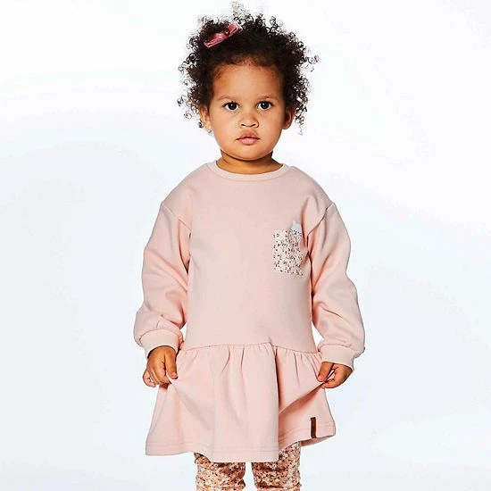 Deux Par Deux Long Sleeve Fleece Dress Soft Pink - Image 3
