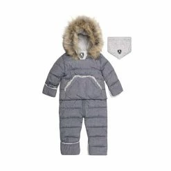 Deux Par Deux Grey One Piece Baby Snowsuit