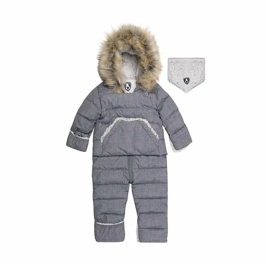 Deux Par Deux Grey One Piece Baby Snowsuit