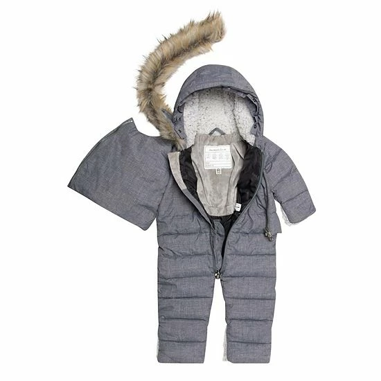 Deux Par Deux Grey One Piece Baby Snowsuit - Image 5