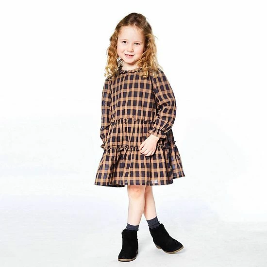 Deux Par Deux Sheer Plaid Long Sleeve Dress - Image 2