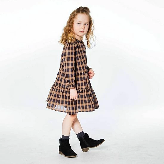 Deux Par Deux Sheer Plaid Long Sleeve Dress - Image 3