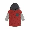 Deux Par Deux Double Raglan Sleeve Hooded Top With Wolves Print