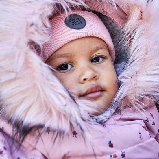 Deux Par Deux Printed Small Flowers One Piece Baby Snowsuit Pink - Image 4