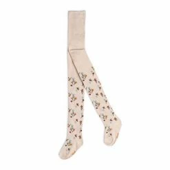 Deux Par Deux Flower Printed Tights Off White