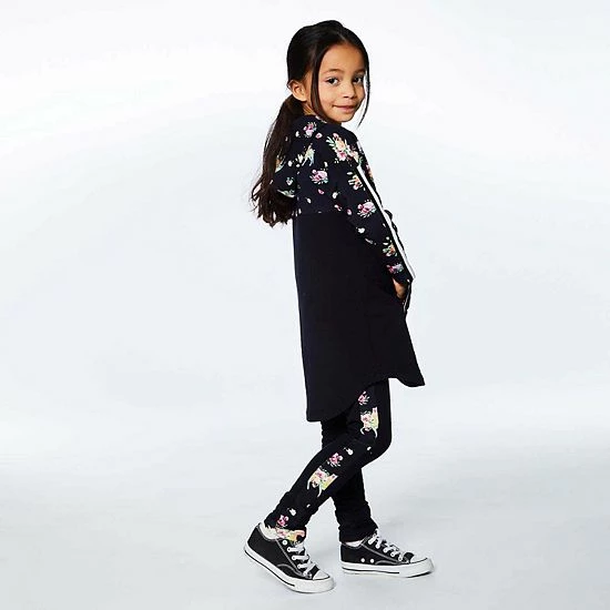 Deux Par Deux Legging With Side Insert Black With Unicorn Print Band - Image 3