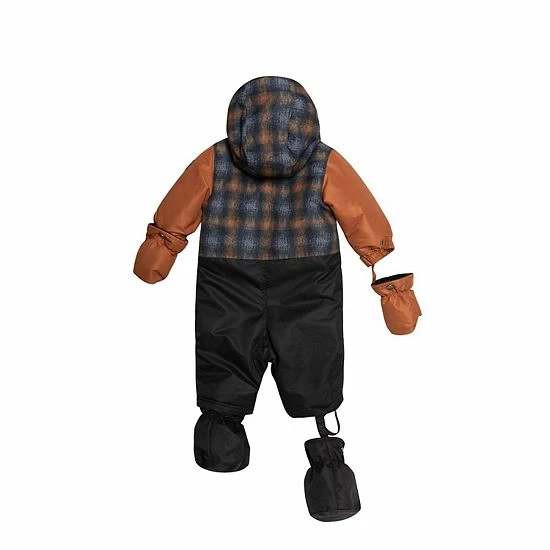 Deux Par Deux Checked Print One Piece Baby Snowsuit - Image 4