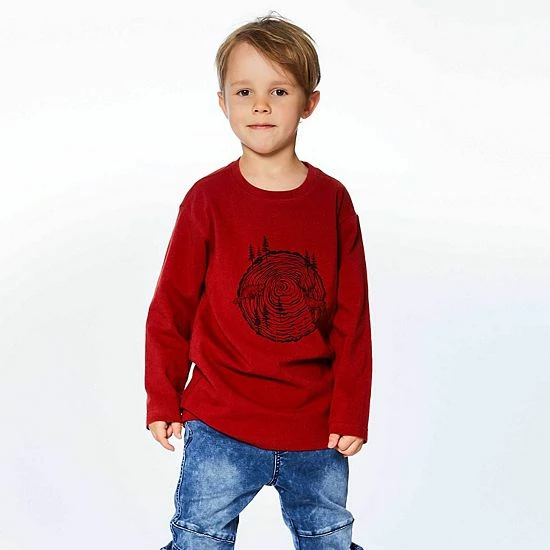 Deux Par Deux Long Sleeve Jersey Top With Wood Print - Image 3