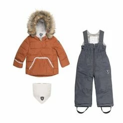 Deux Par Deux Solid Two Piece Baby Snowsuit Brown