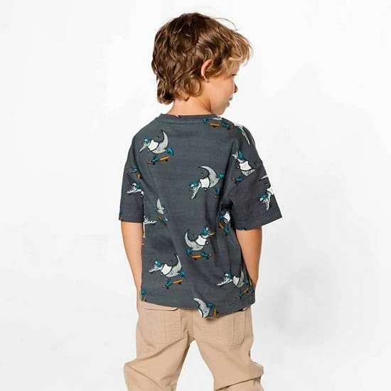 Deux Par Deux Jersey Top With Print Dark Grey - Image 3