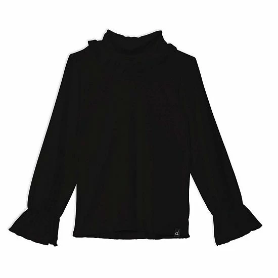 Deux Par Deux Long Sleeve Mock Neck Top Black