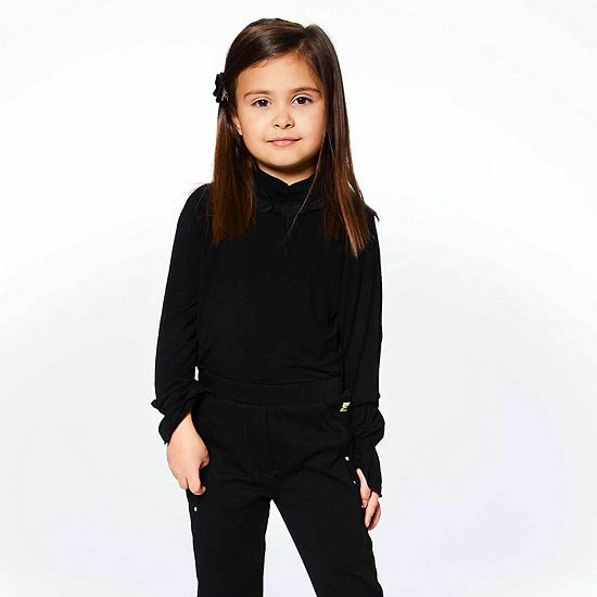 Deux Par Deux Long Sleeve Mock Neck Top Black - Image 2