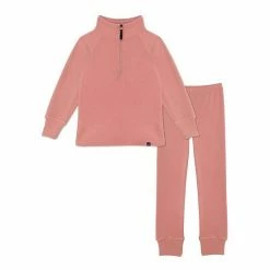 Deux Par Deux Two Piece Thermal Underwear Pink