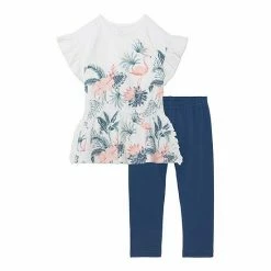 Deux Par Deux Tunic And Capri Set Off White Flamingo