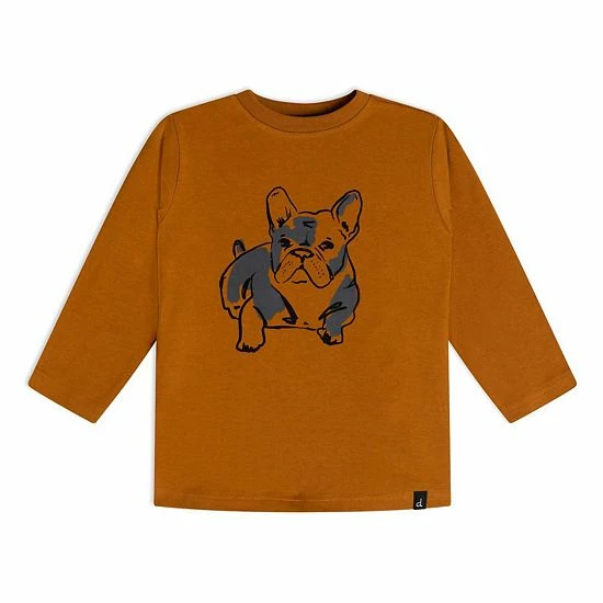 Deux Par Deux Long Sleeve Top Brown Yellow And Heather Grey