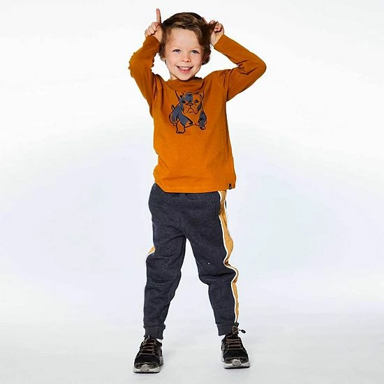 Deux Par Deux Long Sleeve Top Brown Yellow And Heather Grey - Image 3