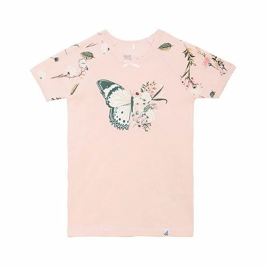 Deux Par Deux Organic Cotton Two Piece Pajama Set Light Pink Print - Image 2