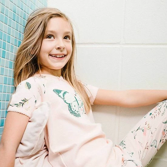 Deux Par Deux Organic Cotton Two Piece Pajama Set Light Pink Print - Image 4