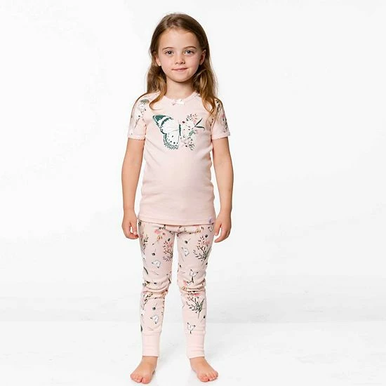 Deux Par Deux Organic Cotton Two Piece Pajama Set Light Pink Print - Image 5