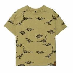 Deux Par Deux Jersey Top With Print Khaki Green