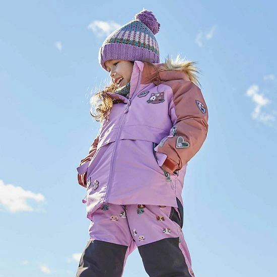 Deux Par Deux Printed Little Cats Two Piece Snowsuit Brown And Purple - Image 2