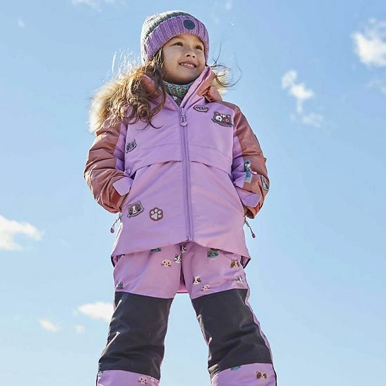 Deux Par Deux Printed Little Cats Two Piece Snowsuit Brown And Purple - Image 3