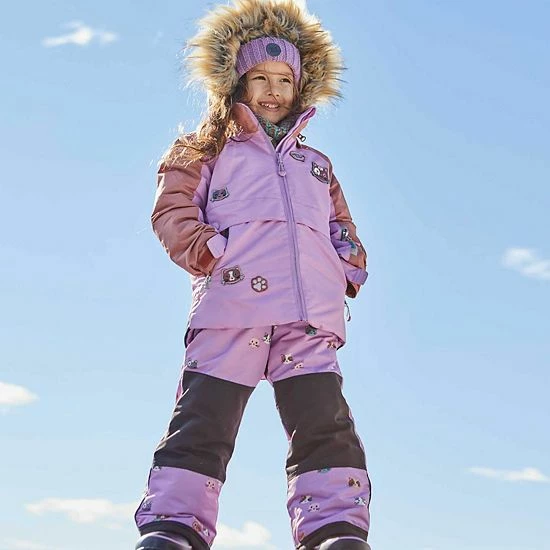 Deux Par Deux Printed Little Cats Two Piece Snowsuit Brown And Purple - Image 4