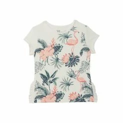 Deux Par Deux Organic Cotton T-Shirt Off White Flamingo