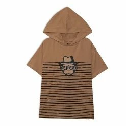 Deux Par Deux Cotton Jersey Top With Print Faded Orange