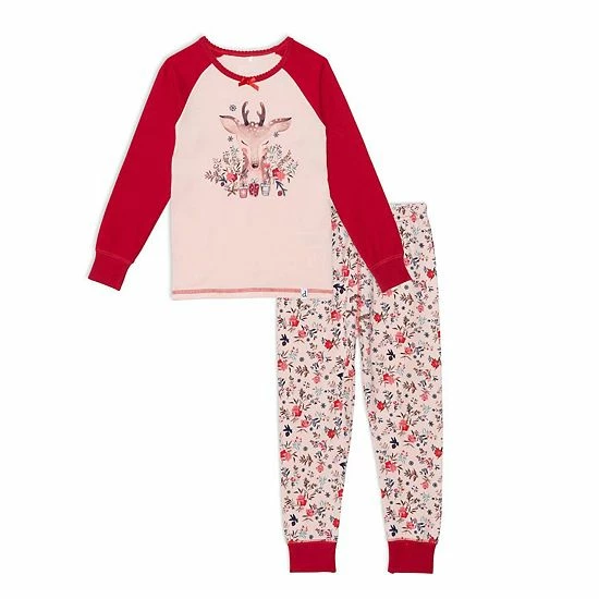Deux Par Deux Organic Cotton Two Piece Printed Pajama Set With Deer