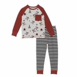 Deux Par Deux Organic Cotton Two Piece Pajama Set With Bear Print
