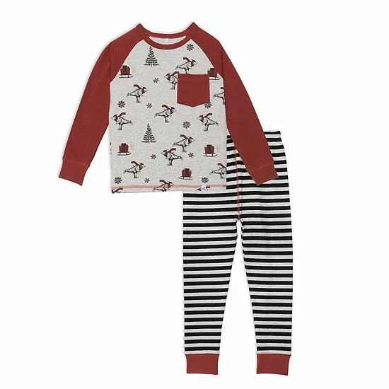 Deux Par Deux Organic Cotton Two Piece Pajama Set With Bear Print