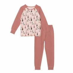Deux Par Deux Organic Cotton Two Piece Printed Pajama Set With Unicorns And Trees