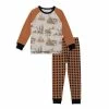Deux Par Deux Organic Cotton Two Piece Pajama Set With Bear And Tree Print