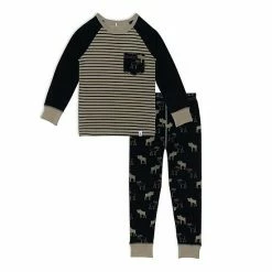 Deux Par Deux Organic Cotton Two Piece Pajama Set With Moose Print