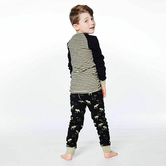 Deux Par Deux Organic Cotton Two Piece Pajama Set With Moose Print - Image 2