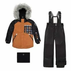 Deux Par Deux Checked Print Two Piece Snowsuit Brown And Black