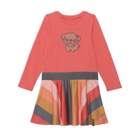 Deux Par Deux Striped Long Sleeve Dress