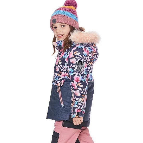 Deux Par Deux Two Piece Snowsuit Grey With Autumn Flower Print - Image 3