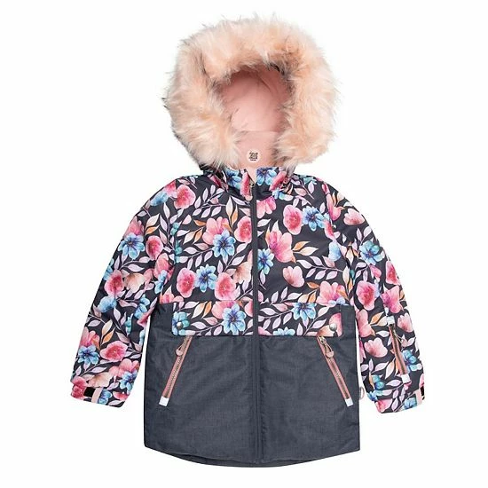 Deux Par Deux Two Piece Snowsuit Grey With Autumn Flower Print - Image 4