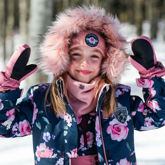 Deux Par Deux Printed Roses Two Piece Snowsuit Navy With Dusty Rose Pant - Image 2