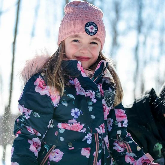 Deux Par Deux Printed Roses Two Piece Snowsuit Navy With Dusty Rose Pant - Image 3