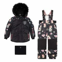 Deux Par Deux Printed Unicorns Two Piece Snowsuit Black