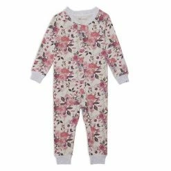 Deux Par Deux Organic Cotton One Piece Printed Roses Pajama Set